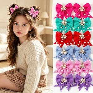Fermaglio per capelli 3D Poppy Fairy Tale Internet Celebrity Fugitive Princess con fiocco di perle, accessorio per capelli per bambini - Product Image 6