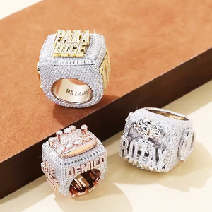 Nhẫn Champion mạ đá Moissanite kiểu Hip Hop, đính đá vi mô, bạc 925 cao cấp, làm thủ công bởi Jasen Jewelry dành cho người yêu thể thao - Product Image 2