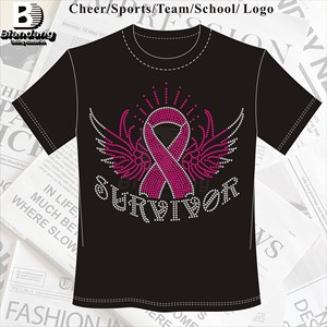 La migliore vendita di nastro rosa con Strass Transfer Design personalizzato con ali Bling borchie Strass con Strass trasferimento di diamanti per maglietta - Product Image 5