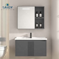 Meuble de salle de bain mural au design moderne pour hôtel, résistant à l'eau, en PVC, avec lavabo et miroir, écologique, garantie 3 ans