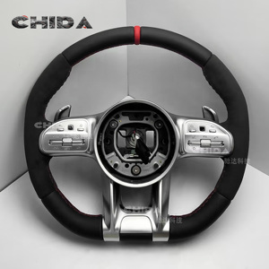 Volant en Cuir Cousu Rouge et Noir pour Mercedes-Benz Classe W205 C63 W213 E63 C E S GLS G, Incluant le Modèle <span class=keywords><strong>CLA</strong></span> - Product Image 1
