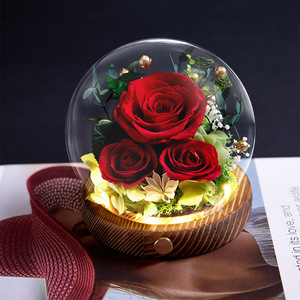 Cadeau <span class=keywords><strong>de</strong></span> la Saint-Valentin, <span class=keywords><strong>roses</strong></span> sous cloche en verre, cadeau pour les meilleures amies, boîte cadeau <span class=keywords><strong>de</strong></span> fleurs éternelles, prix d'usine - Product Image 6