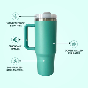 Produits en gros avec logo personnalisé, gobelet isotherme en acier inoxydable à double paroi de 40 oz avec poignée et paille, compatible lave-vaisselle - Product Image 4