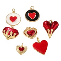 Pendentif en forme de coeur de lave Accessoire de bricolage avec cristal rouge Mini et grandes tailles Pendentifs et breloques à la mode