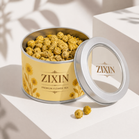 Boîte en étain ronde personnalisée avec fenêtre transparente pour l'emballage du thé, boîte en étain de qualité alimentaire, boîte en métal de luxe pour le stockage du thé aux fleurs