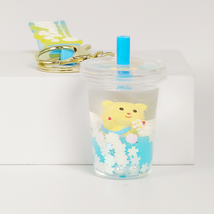 Llavero de Oso Amarillo Adorable con Líquido Flotante y Arena Movediza - Charm Acrílico Multiforma con Purpurina, Accesorio de Animal de Dibujos Animados al por Mayor - Product Image 4