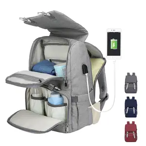 Multifunctional Baby Diaper Bag Large Capacity Mummy Backpack Travel Bag for Mom with USB Charger