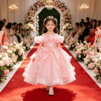 Robe de cérémonie pour enfant en tulle à volants et sequins, tenue de baptême pour bébé fille, robe de princesse pour mariage ou demoiselle d'honneur
