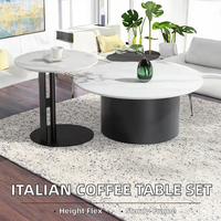 Ensemble de tables basses italiennes de luxe modernes et durables, plateau en marbre, structure en acier inoxydable, hauteur réglable, facile à nettoyer, salon
