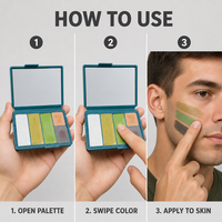 Palette de peinture camouflage pour le visage, 5 couleurs, crème de peinture corporelle camouflage avec étui miroir pour Halloween, cosplay, fête, maquillage de scène