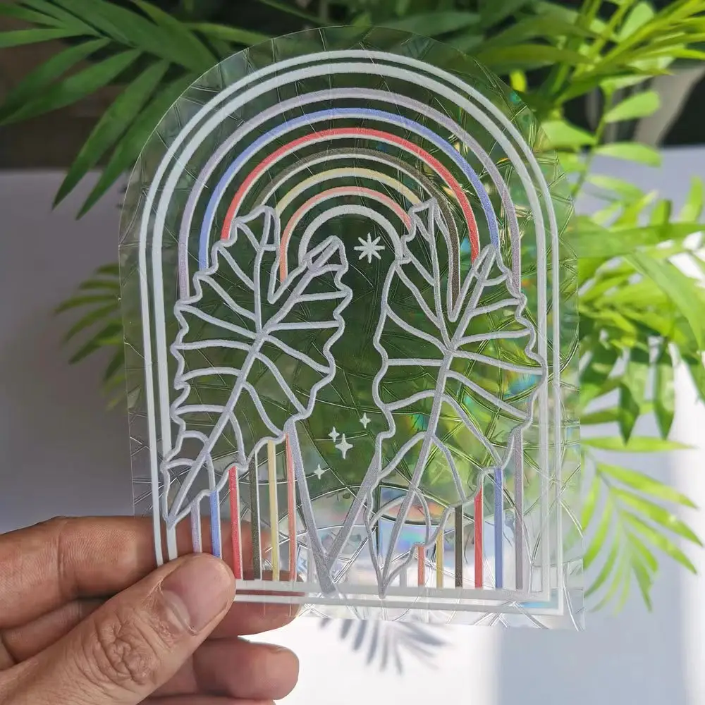 무지개 충돌 방지 3 D suncatcher 창 스티커 조류 파업 프리즘 비 접착 창 데칼 정적 집착