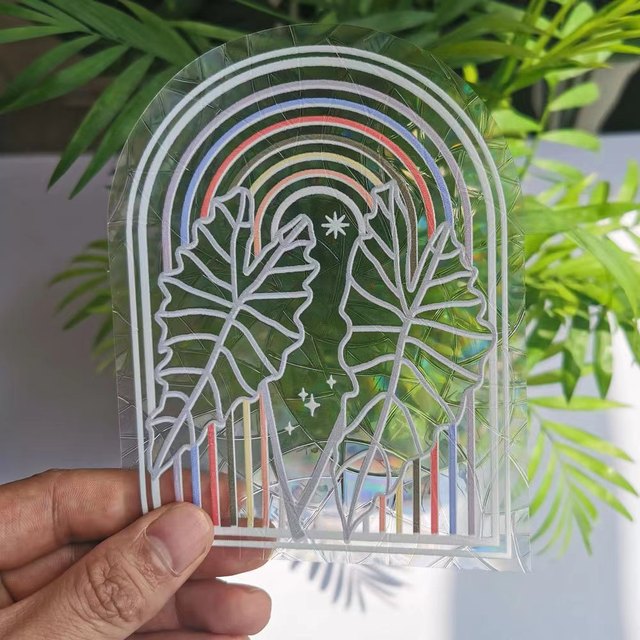Rainbow Anti-Collision 3 D Suncatcher Window Stickers for Bird Strikes Prism Non Adhesive  Window Decals Static  Cling