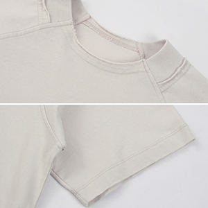 Camiseta lavada de manga corta de retazos para verano 260g algodón puro, ambiente informal vintage - Product Image 4