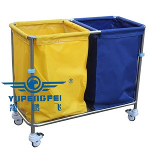 Yu Pengfei Hospital Trolley 900x500x1050mm Stainless Steel Dual <b>Bin</b> Cart With Wheels For Waste And Linen Storage - Product Image 1
