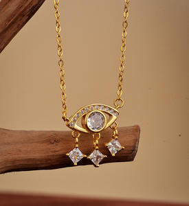 Superventas Micro Set <span class=keywords><strong>de</strong></span> plata <span class=keywords><strong>Ojo</strong></span> <span class=keywords><strong>de</strong></span> diamante brillante Lucky Guardian Colgante Collar <span class=keywords><strong>de</strong></span> piedras preciosas Joyería ligera - Product Image 1