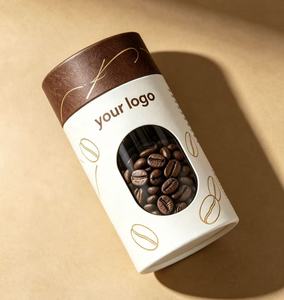 Tube à café en papier kraft écologique avec logo en feuille d'or, boîte cylindrique recyclable pour le stockage des grains de café - Product Image 1