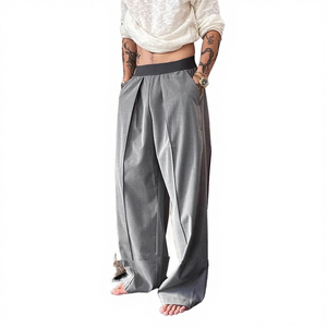 Pantalon Palazzo en Satin pour Homme, Taille Mi-Haute, Coupe Ample, Jambe Large, Taille Élastique, Décontracté, Fabricant OEM de Pantalons de Mode Personnalisés - Product Image 4