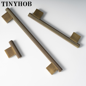 Tiradores y pomos de cocina de bronce antiguo con textura/moleteados, tiradores retro para cajones, pomos para dormitorio, tirador de latón para gabinetes C-3316 - Product Image 5