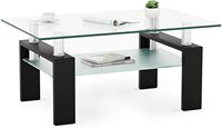 Table basse rectangulaire noire au Design moderne, avec cadre en métal, livraison gratuite
