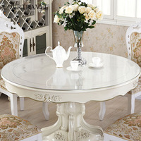 HUIHE Nappe Ronde Transparente Minimaliste en PVC, Housse de Table Délicate, Imperméable et Anti-Taches, de Haute Qualité pour la Maison