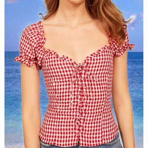 Blusa Corta de Verano con Cuello Cuadrado y Diseño Floral, Tejida, Moderna y Elegante para Mujer, Sexy, Transpirable y Ecológica - Product Image 3