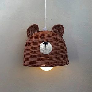 Cortina de lámpara de ratán en forma de oso Adorable para habitación de niños, lámpara de mesa y techo tejida a mano, cubierta de lámpara de granja Bohemia, decoración de guardería - Product Image 3