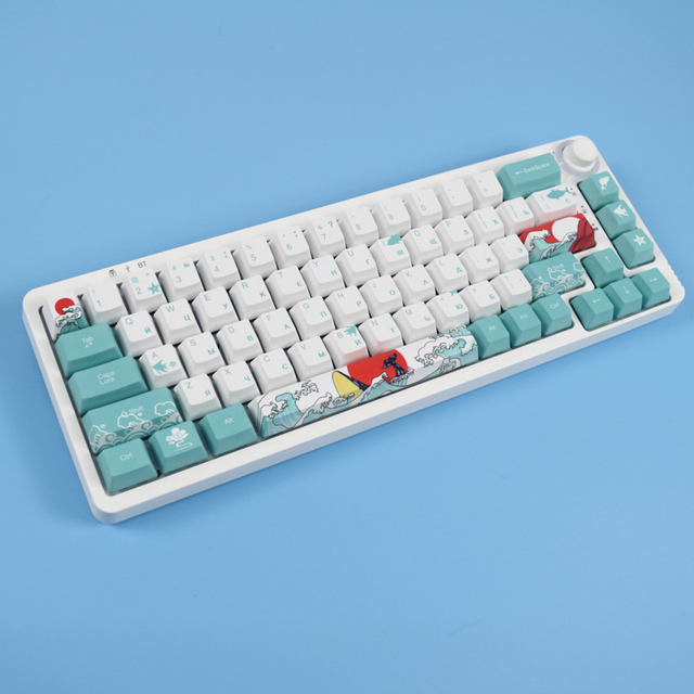 Custom Language Layout Coral Sea Keycaps Dye Sublimation Keycap Russian 60% Keyboard Keycap