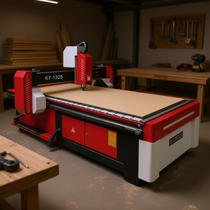 Machine de fraisage CNC 3 axes haute précision KT-1325 par OLAN, rouge, broche unique, 380V, avec système de collecte des poussières, garantie de 2 ans - Product Image 2