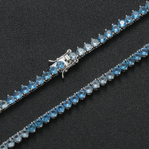 BC164 Collar de cadena de tenis de 4mm Colorido Collar de tenis de piedra azul colorido de <span class=keywords><strong>3</strong></span> puntas - Product Image 4