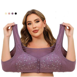 268 #2025 reggiseno per grandi busto da donna comodo cotone Push chiusura frontale traspirante 3D solido Lingerie di tutti i giorni 50BCD 36-62 - Product Image 1