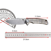 Couteau de survie pliable en acier Damas BC avec manche en titane TC4 à motif éclairs et flammes pour le camping et les activités de plein air