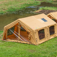 Tente gonflable familiale de grande capacité, tente d'air imperméable, tissu en coton portable, installation rapide, tente de camping gonflable