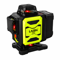 Niveau laser croisé vert Huake 4x360 auto-nivelant avec base rotative et batterie au lithium pour le bricolage et la pose d'images à la maison