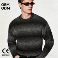 Pull en laine tricoté pour homme, col rond, manches longues, coupe ample, doux et chaud, décontracté, personnalisable OEM/ODM, pull en laine tricoté tendance pour homme