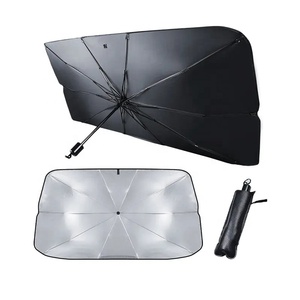 Pare-brise avant argenté innovant, protection solaire, <span class=keywords><strong>Parasol</strong></span> de voiture pliable, parapluie résistant aux Uv avec étui en cuir PU - Product Image 1