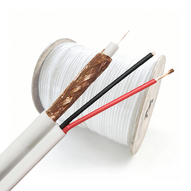 Factory Wholesale RG6 Messenger Steel Coaxial Cable 18AWG Solid Copper Quad Shield CM 75OHM Outdoor Aerial Steel Wire Bulk