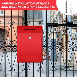 Wall-Mounted Metal Mailbox and Key Drop Box Indoor &amp; Outdoor Secure Hanging <strong>Postbox</strong> for <strong>Home</strong> or Business Use Steel Material - Product Image 6