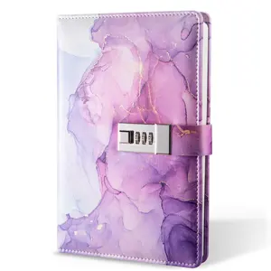 Wholesale Product PU Lock Diary Notebook Locking Journal Book Writing Diary With Lock Notebook