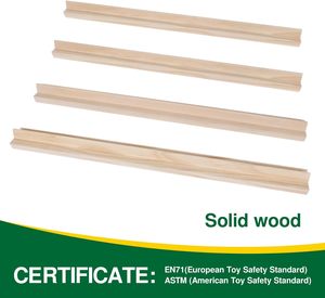 Bandejas de madera para fichas de Mahjong con borde festoneado y empujador magnético, juego de 4 de 17 pulgadas, para Mexican Train, Dominós y más, soportes de madera para Mahjong - Product Image 3