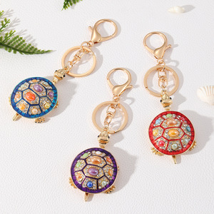 พวงกุญแจใส่เหรียญแฟชั่น ของที่ระลึกสำหรับผู้หญิง ดีไซน์สร้างสรรค์ รูปสัตว์ทะเลเต่า ประดับคริสตัลโอปอลและเพชรเทียม - Product Image 2
