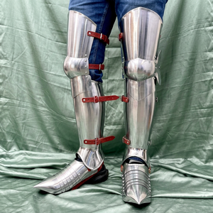 Griffes et sabatons médiévaux en acier faits à la main, imitation antique moderne, armure complète de jambe gaufrée pour chevaliers, SCA, cosplay - Product Image 5