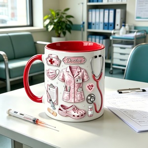 Tasses en céramique de luxe multicolores avec isolation thermique, tasses créatives <span class=keywords><strong>pour</strong></span> le café et l'eau <span class=keywords><strong>pour</strong></span> la Journée des infirmières - Product Image 6