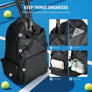 Sac de raquette de <span class=keywords><strong>couleur</strong></span> classique avec logo personnalisé, polyester, grand sac à dos de tennis et de pickleball avec compartiment séparé pour les chaussures pour les sports de plein air - Product Image 2