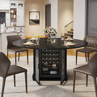 Table à manger ronde de 47 pouces avec base de rangement pour refroidisseur à vin, finition grain de bois, style moderne, fournisseur en gros pour cuisines