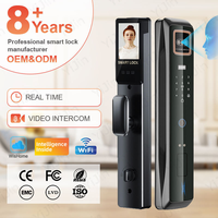 Kunci Pintu Digital Biometrik Sidik Jari 3D Pengenal Wajah Kamera Pintar untuk Pintu Kayu, Aplikasi Wishome, Harga Pabrik