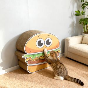 Rascador para Gatos Multifuncional 3 en 1 de Alta Calidad, Ecológico, en Forma de Hamburguesa, Embalado en Cartón - Product Image 1