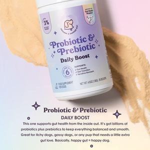 อาหารเสริมโปรไบโอติกและพรีไบโอติกสำหรับสุนัข OEM/ODM สูตร<span class=keywords><strong>น้ำ</strong></span><span class=keywords><strong>ซุป</strong></span>กระดูกเนื้อวัว ช่วยเสริมภูมิคุ้มกันทางเดินอาหารชนิด<span class=keywords><strong>ผง</strong></span> - Product Image 2