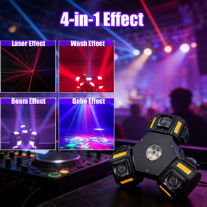 Avastron 150W Projecteur de Scène Mobile à 3 Têtes 12*10W LED RGBW 4-en-1 avec Effets Beam, Laser, Strobe, Wash, Gobo, DMX512 et Contrôle Sonore - Product Image 2