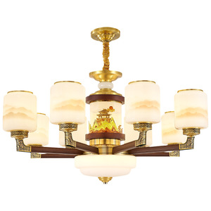 Chinese Style Chandelier All Copper Solid Wood Multi Head LED <b>Light</b> For Living Room Dining Room Villa <b>Ceiling</b> Lamp - Product Image 4