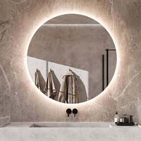 Bleu led grands miroirs circulaires led salon miroir décoratif led lumière miroir pour salon